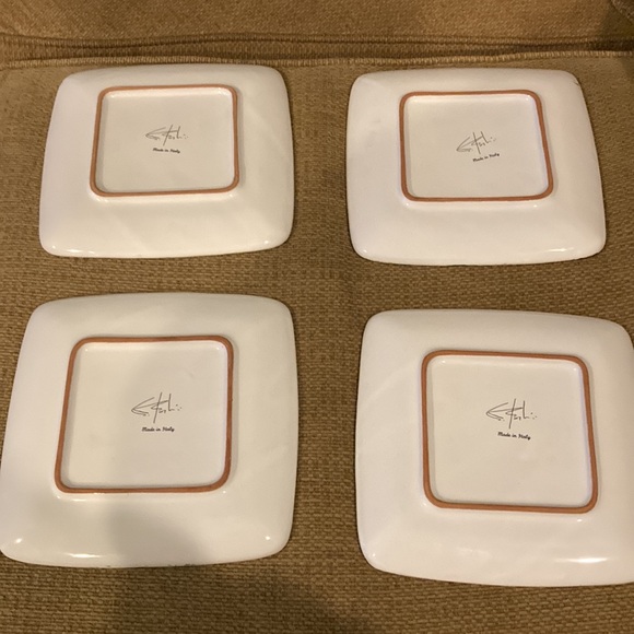 Set of 4 Italian Pasta or Dessert dishes.  Hand painted.  Clay, paint, glaze. - Picture 2 of 3